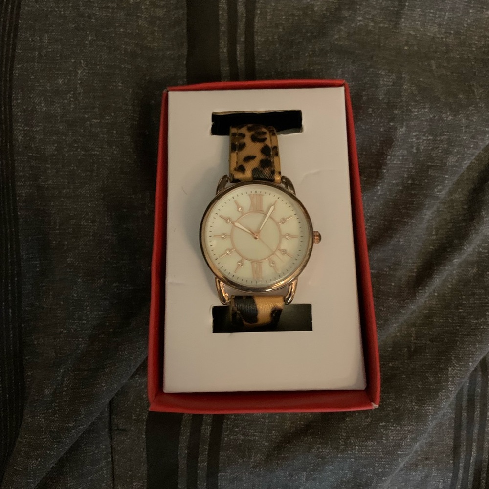 Woman’s leopard print watch
